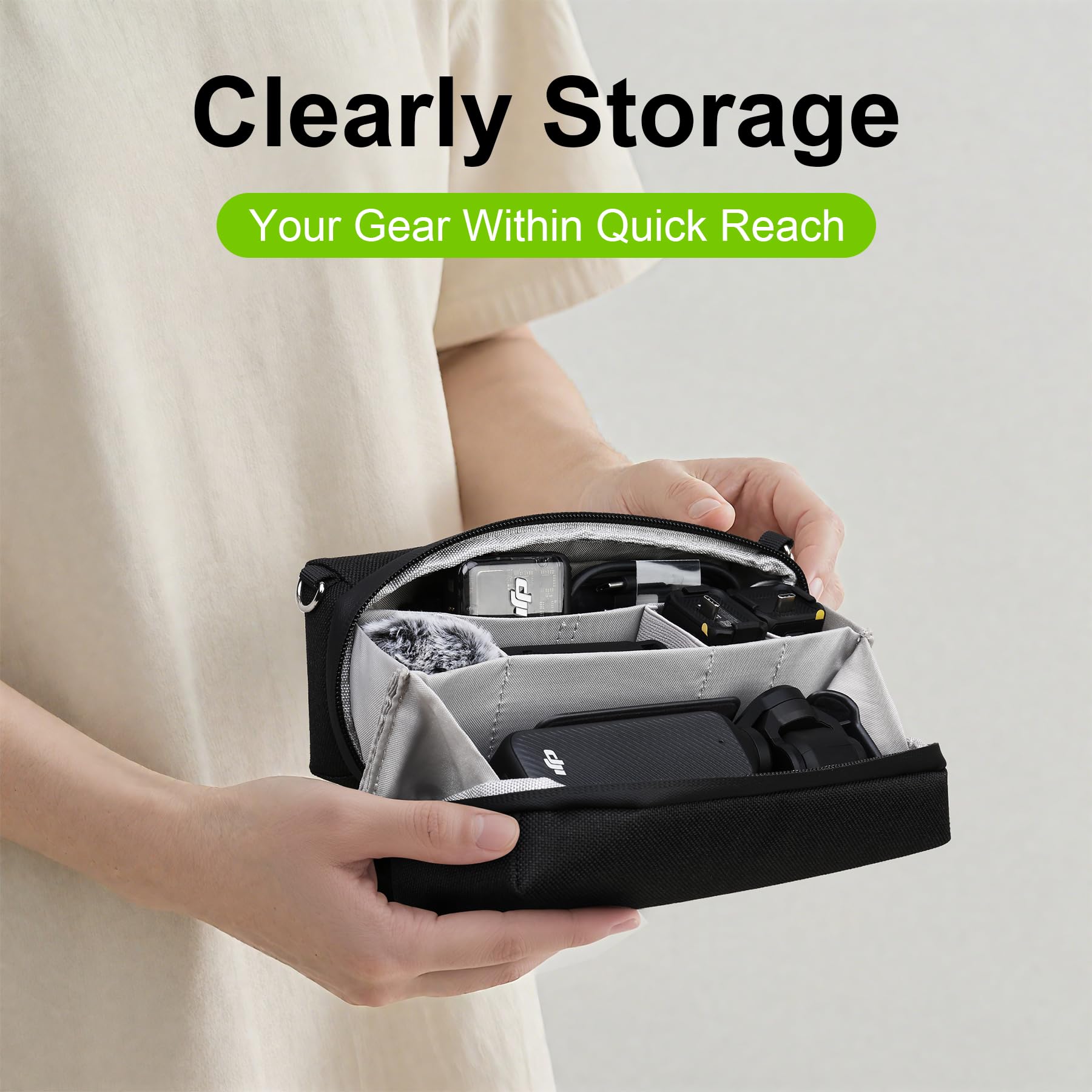 Lacdo Custodia per il trasporto della fotocamera per DJI Osmo Pocket 4 3 Accessori Creator Combo, Borsa da Viaggio Portatile Osmo Pocket 4 3 Case, Borsa Tutto-in-Uno con Tracolla, Grigia
