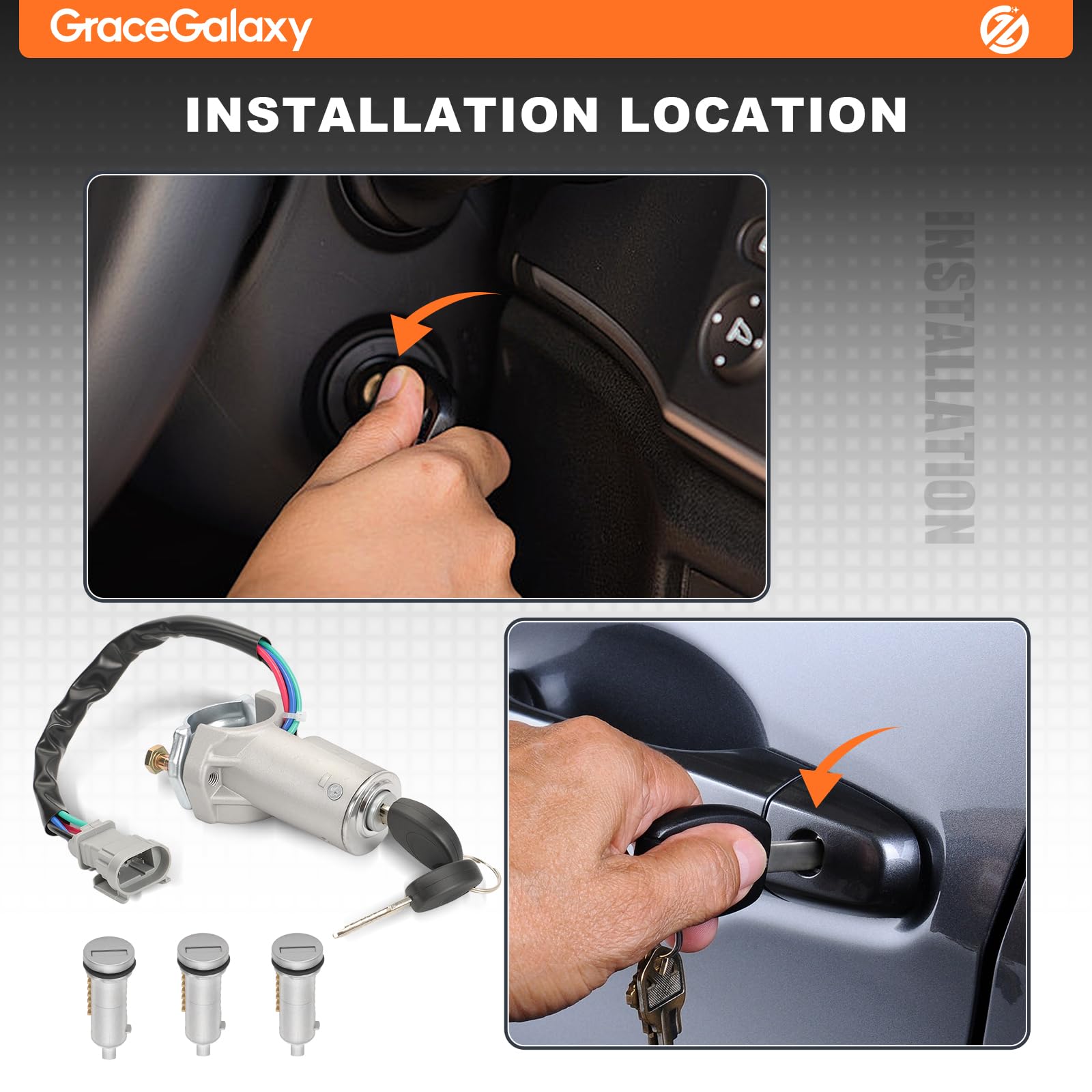 GraceGalaxy Bloccasterzo Interruttore Cilindro Serratura,Kit Blocco Accensione con 6 Cilindri di Chiusura 2 Chiavi per Iveco Daily 2000-2006, OEM 2992551 2991727