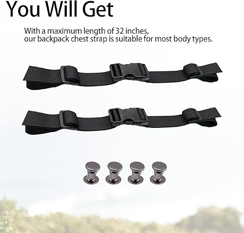 Miniatura 3 de Paquete de 2 correas para el pecho de mochila con 4 correas localizadoras de correa ajustable para mochila para el pecho para mochila al aire libre