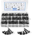 Besitu 400PCS Self Tapping Screws, 410 Stainless Steel Self Drilling Screws #8#10 Black Oxide Sheet Metal Screws, Length 1/2" to 1-1/4'', Truss Head Wood Screws Assortment for Metal, Plastic and RV