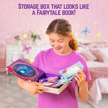 GirlZone Princess Stationery Set - 45-Piece Fairytale Letter Writing Set, Multicolor Note Paper with Fairies & Fairy Letters & Envelopes, Stampers & Stickers