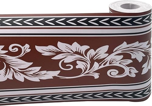 Miniatura 8 de Papel pintado grueso borde autoadhesivo PVC azulejos rollo extraíble baño cocina pared decoración marrón Pteris