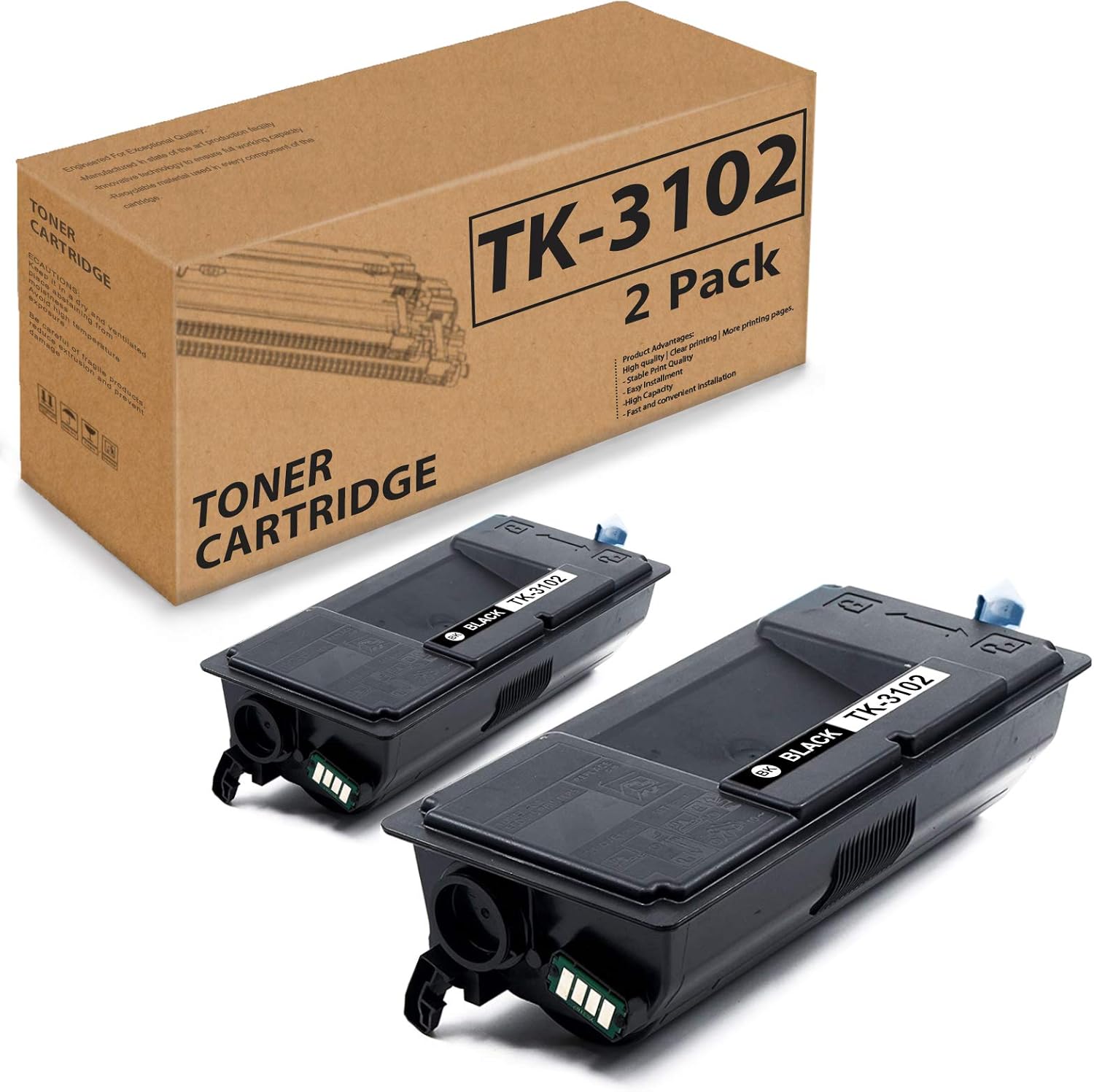 (Black 2 Pack) Compatible Toner Cartridge Replacement for Kyocera TK-3102 TK3102 1T02MS0US0 for FS-2100DN, FS-2100D, M3040idn, M3540idn Printer