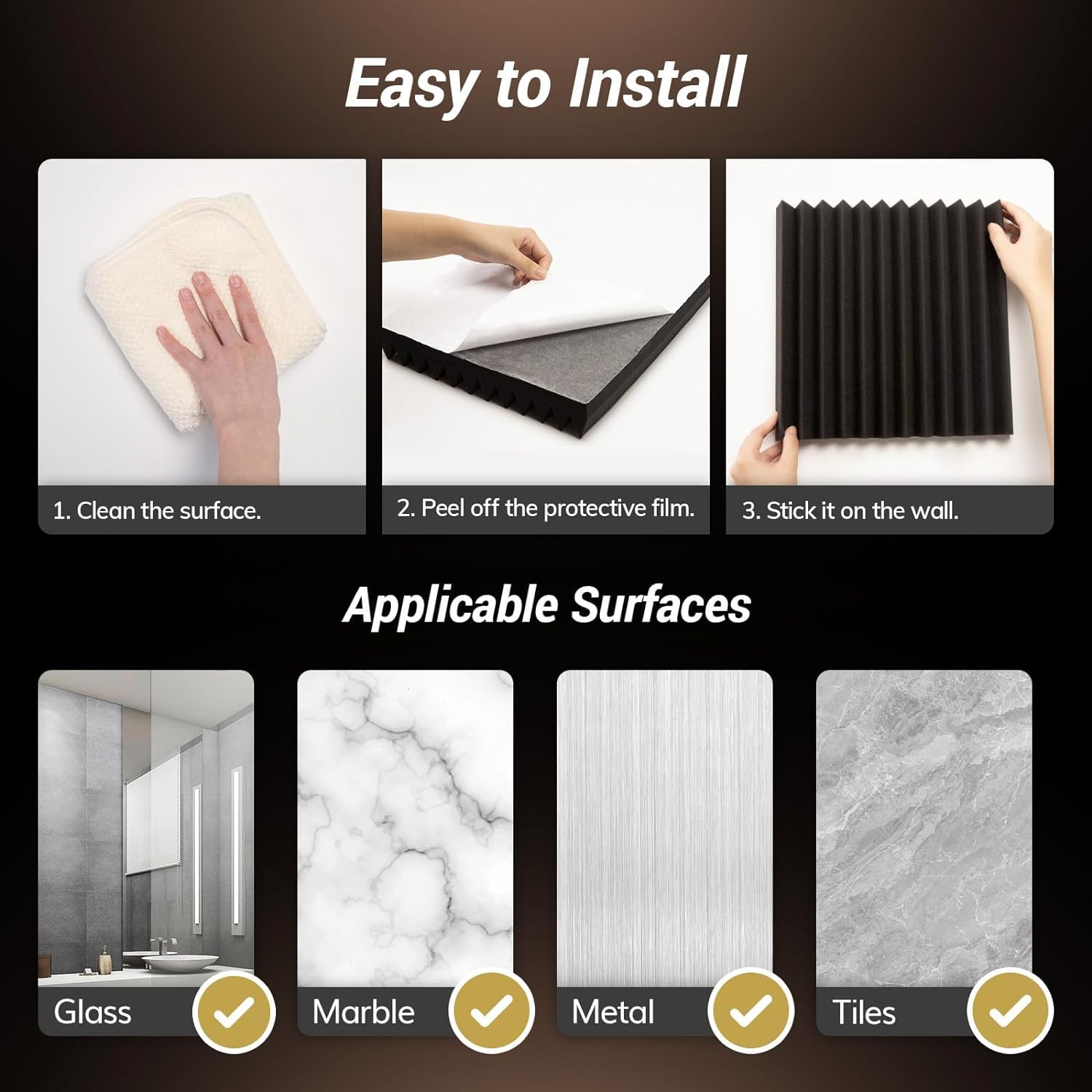 Grimmstr 24Pack 2X12X12Inch Self-Adhesive Acoustic Foam Panels, Pyramid Designed Sound Pannels for Home and Studio Easy to Use