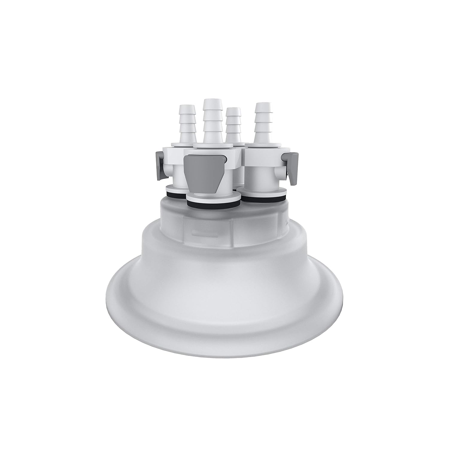 VersaCap 120mm Wide Mouth Carboy Cap Adapters, Tangle Free Quick Connect Adapter, Four 1/4 Inch Detachable Hose Barbs for 1/4 Inch ID Tubing, for use with VersaCap 120mm Open Cap