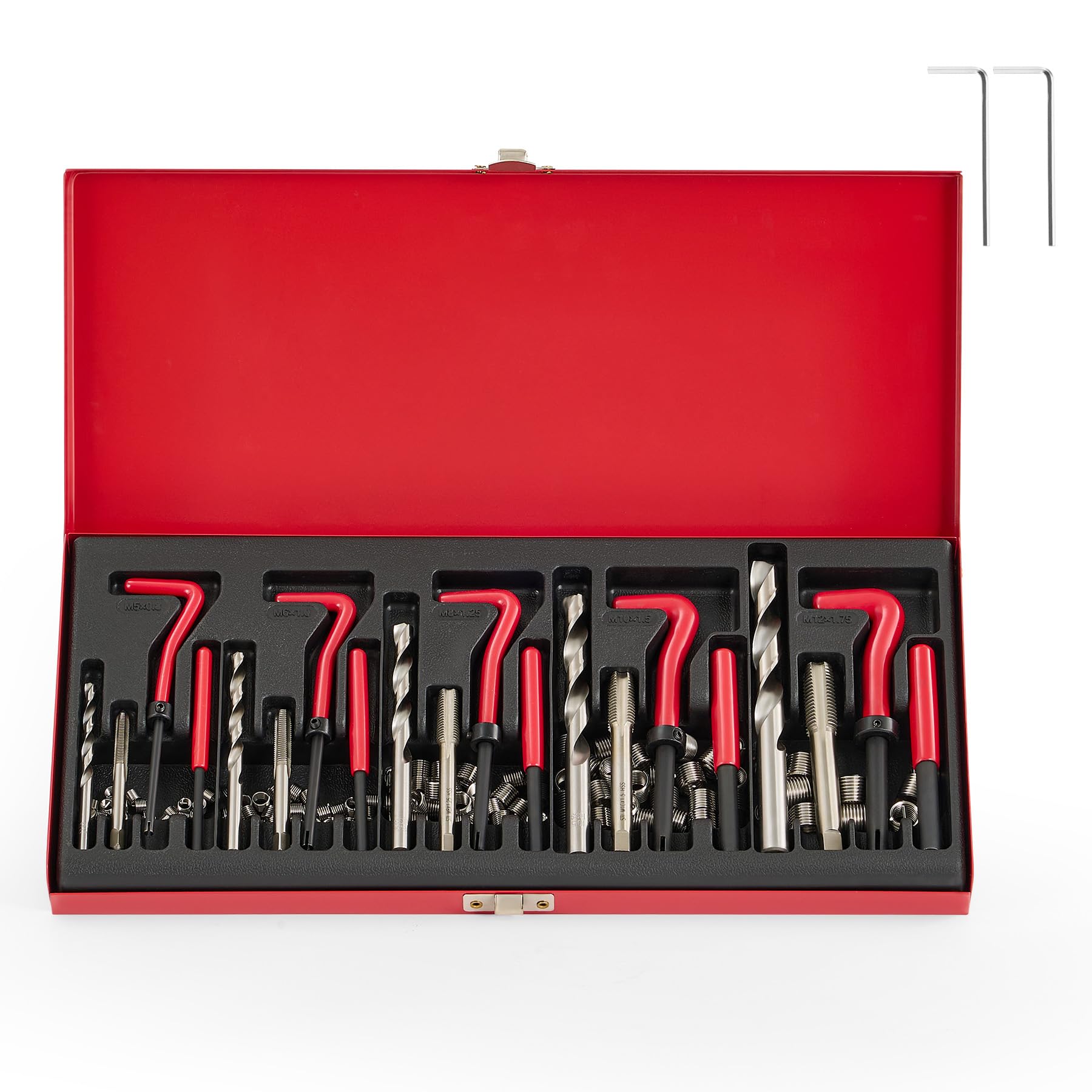 KIT RIPARAZIONE FILETTATURA Helicoil rethread 140 pz??ck Con Scatola M3-M12 Argento EUR 20,41