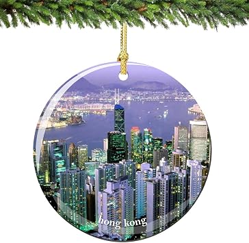 Hong Kong Christmas Ornament Porcelain, 2.75 Inches Hong Kong Ornament