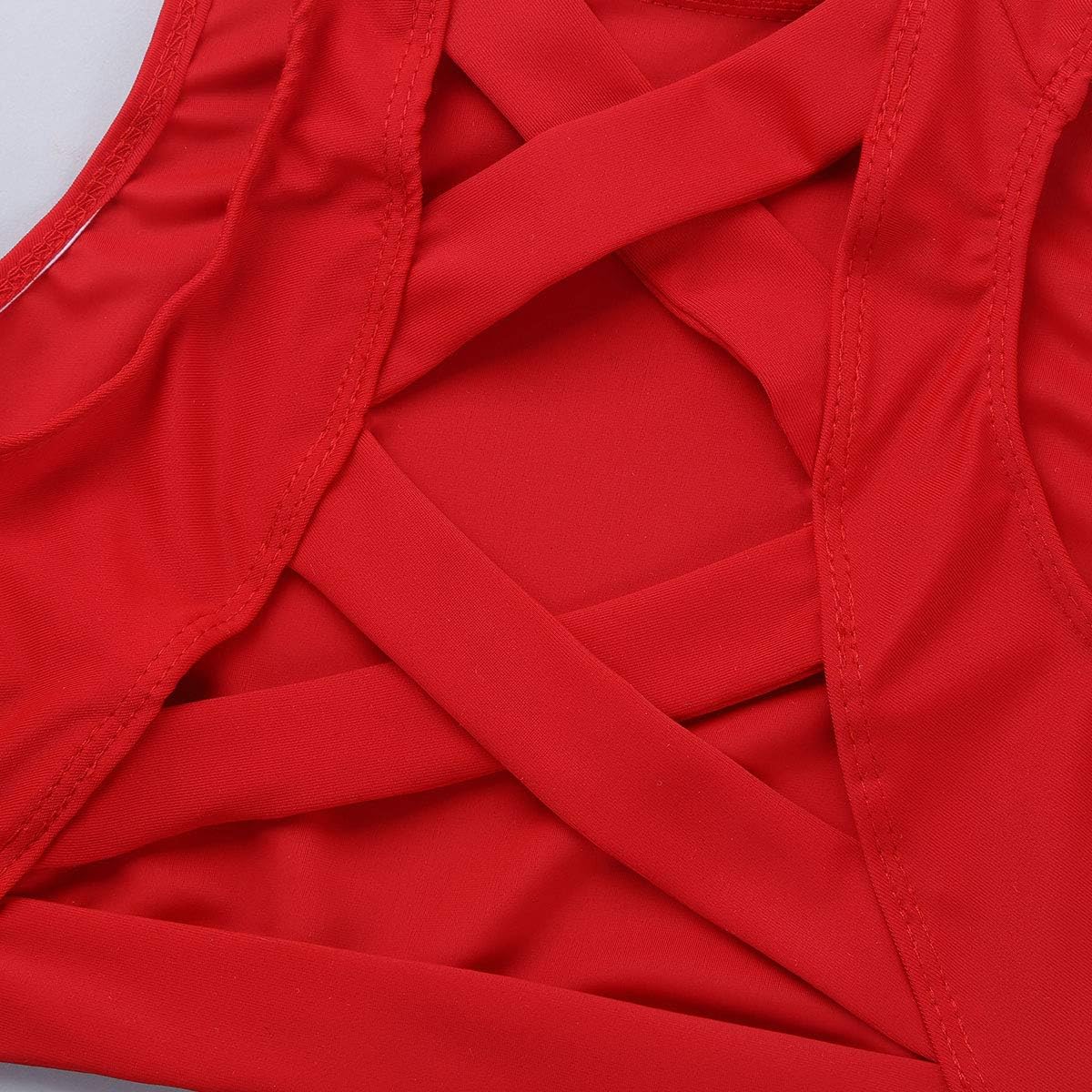 Linjinx Big Girls Crisscross Back Tank Crop Top Kids Mock Neck Sports Leotard Gymnastic Yoga Dance Tee Shirts