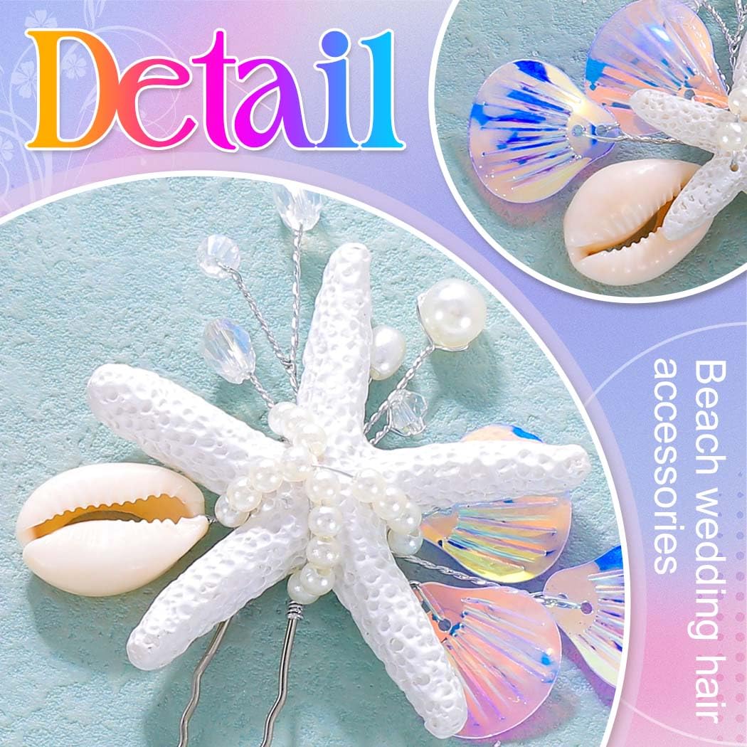 GORAIS Starfish Beach Wedding Hair Pins Bridal Hair Accessories Shell Hair Clips for Brides and Women (Pack of 3) - Image 5
