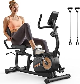 YOSUDA Recumbent Exercise Bike for Home，Magnetic Staionary Bike for Seniors/Adults with Adjustable Seat, 350LB Capacity, 16-level Resistance, LCD Monitor & Pulse Sensors