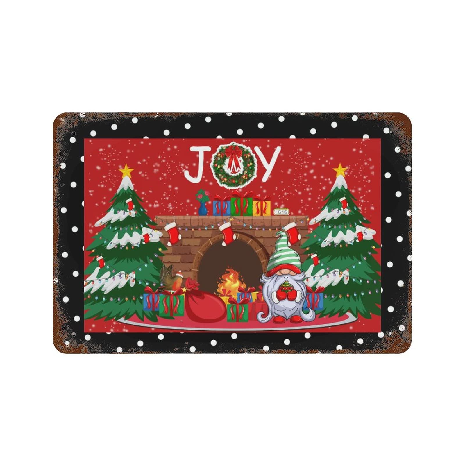 Cadeau de Noël mignon Gnome Joy avec ce panneau mural en étain