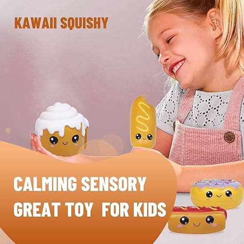 Miniatura 4 de Anboor 4 piezas Squishies Hot Dog Cake Pan Donut Kawaii perfumado suave levantamiento lento exprimir alivio del estrés niños juguete Navidad