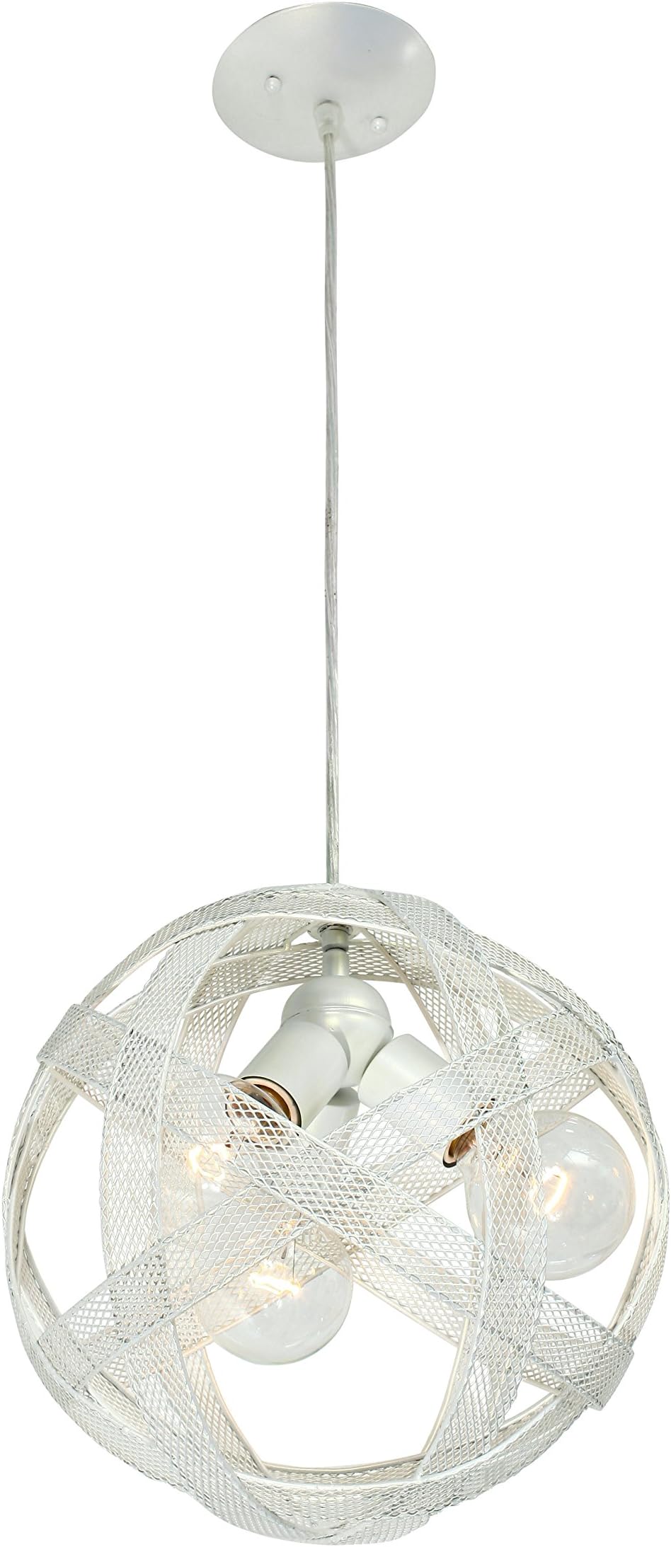 Varaluz at-Mesh-Sphere 3-Light Pendant - Pearl Finish