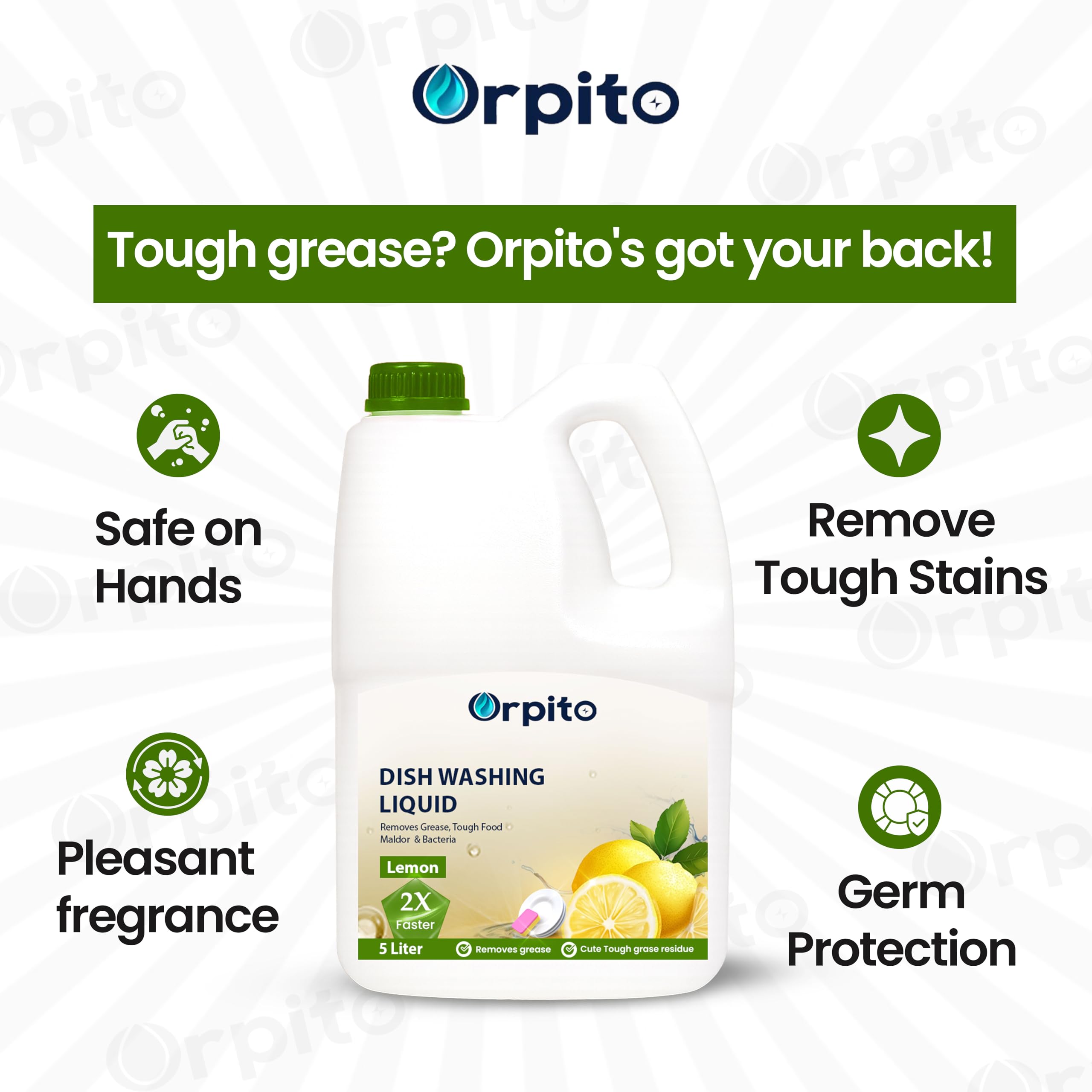ORPITO Dishwash Gel Yellow Lemon & active salt, Refreshing, Antibacterial, Leaves no residue,Fast Cleaner for all types of Utensils, Dishwasher Liquid, Refill Can (5L) (1, YELLOW) 3
