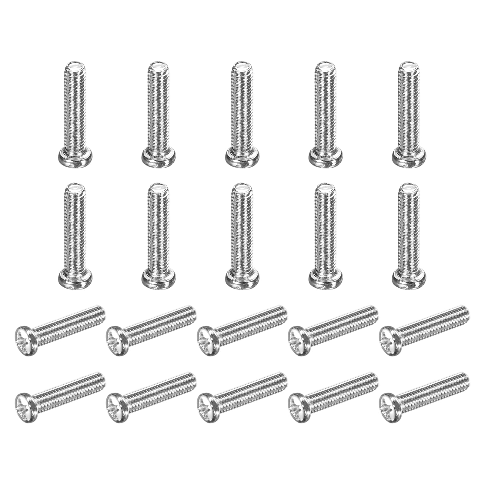 sourcing map 50 Pcs M3.5x16-0.6mm Phillips Pan Head Machine Screws, Carbon Steel Full Thread
