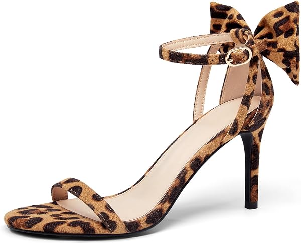 Womens Ankle Strap High Heels Open Toe Stiletto Bow Tie Knot Heeled Sa...
