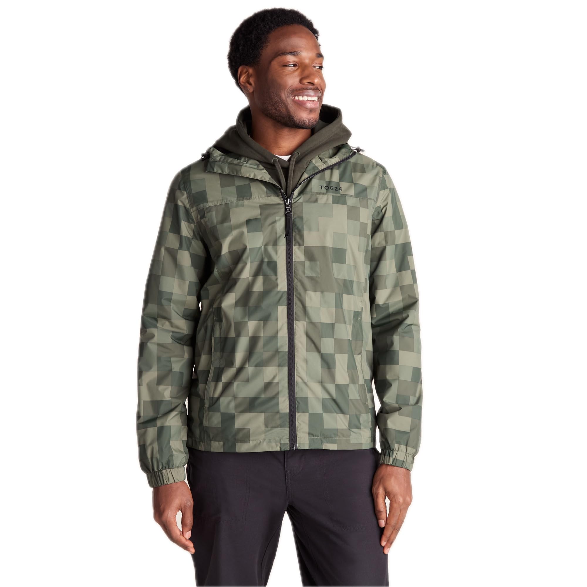 TOG24 Craven Mens Waterproof Packaway Jacket with Bag, Full Length Zip and Adjustable Hood, Breathable, Windproof