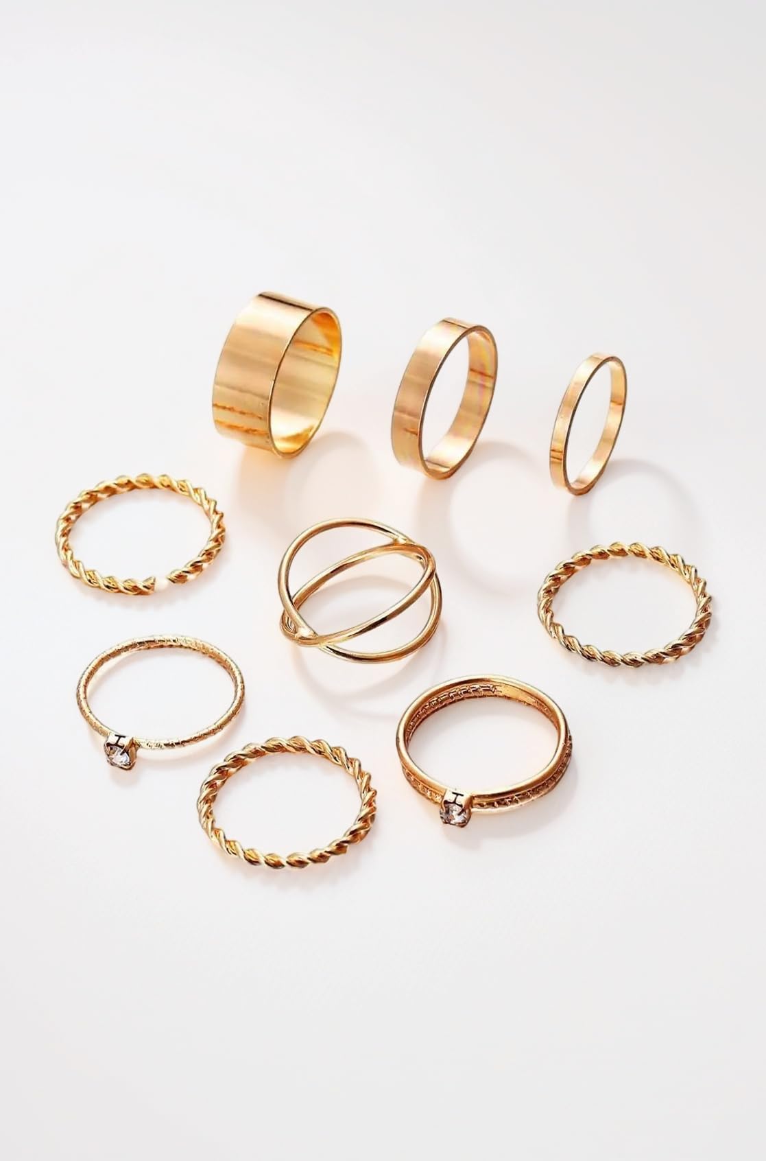 Shining Diva Fashion Latest Stylish Trendy Kunckle Rings Set for Women and Girls Gold and Silver Color Geometric Spiral Boho Rings