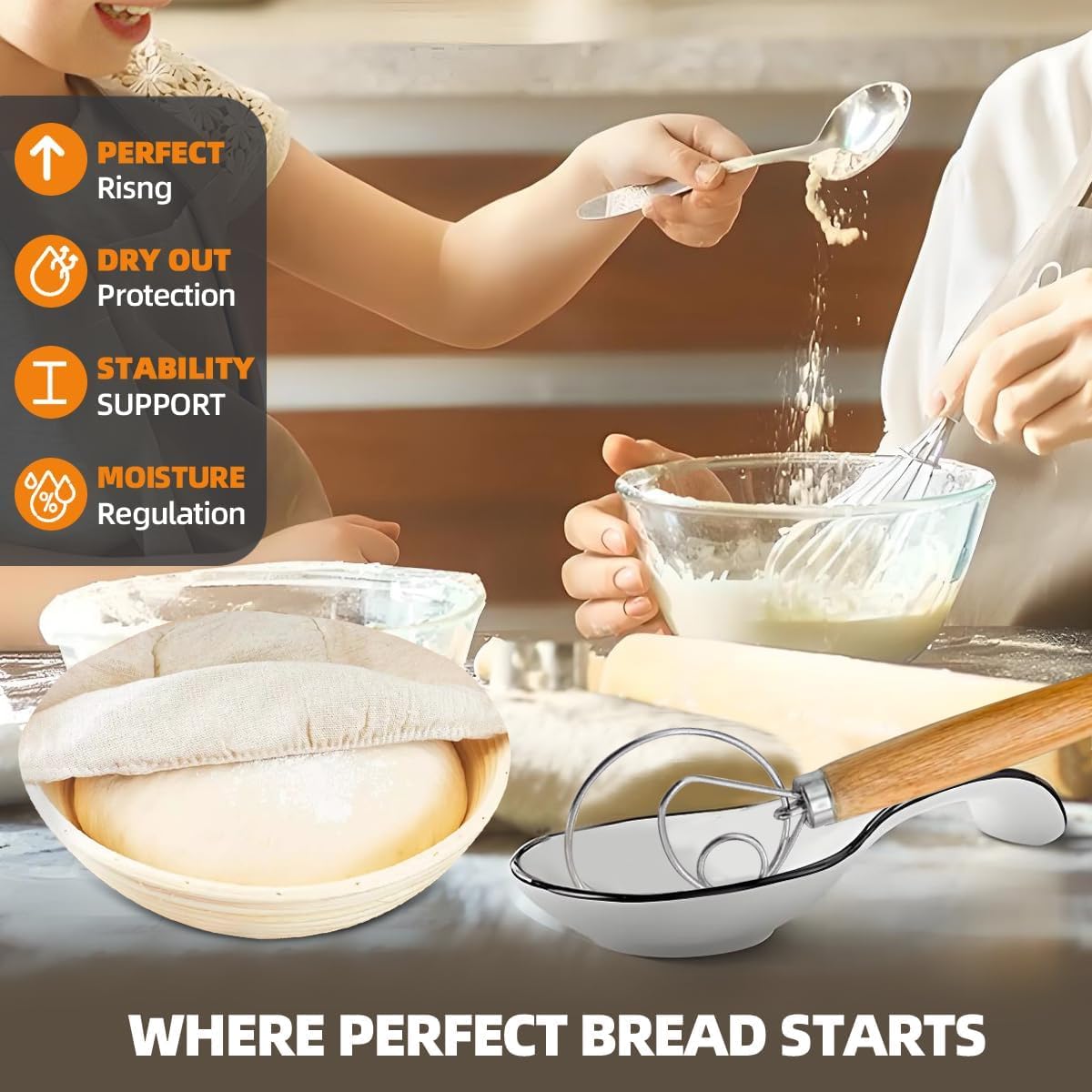 5QT Cast Iron Dutch Oven with Lid and with Double Handle for Bread Baking,Cast Iron Skillet Cooking Pan Heat Resistant,Non-Stick, Includes Bread Baking Supplies and Cleaning Brush.