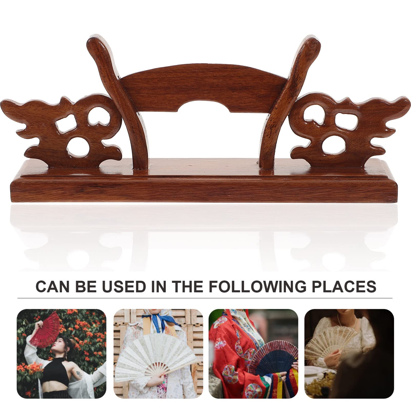 Supporto Per Ventaglio Cinese - 2 Pezzi In Legno Per Esposizione Decorativa - Foto 10