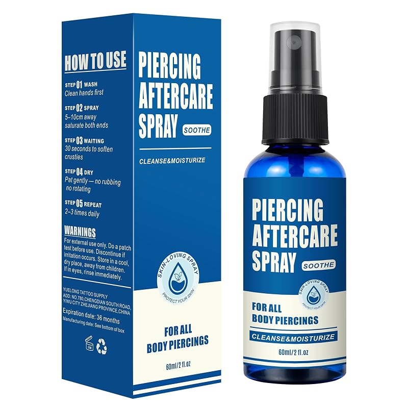 Spray de solução salina Ruicoo para cuidados de piercing, névoa fina, 60 mL
