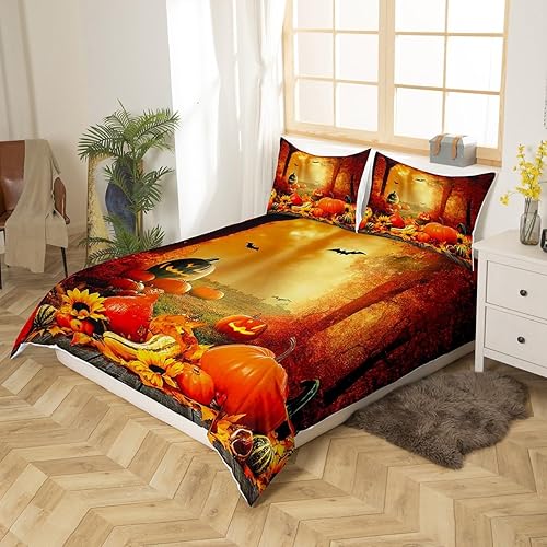 Miniatura 9 de Juego de ropa de cama para decoración de dormitorio de otoño, tamaño matrimonial, para niñas y mujeres, funda de edredón con temática de cosecha de