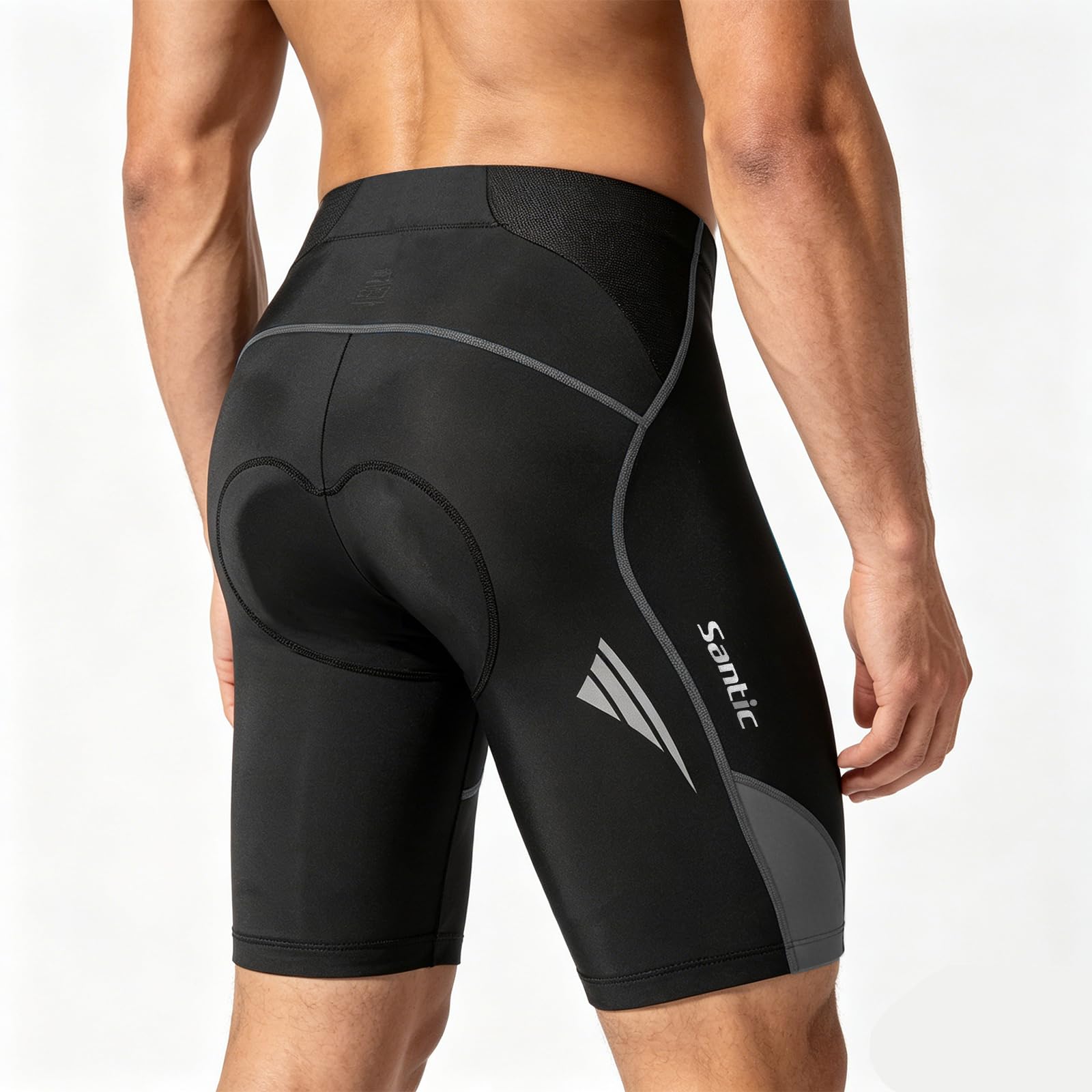 Santic Pantaloncini da ciclismo da uomo per ciclismo, pantaloni da bicicletta aderenti 4D Coolmax imbottiti