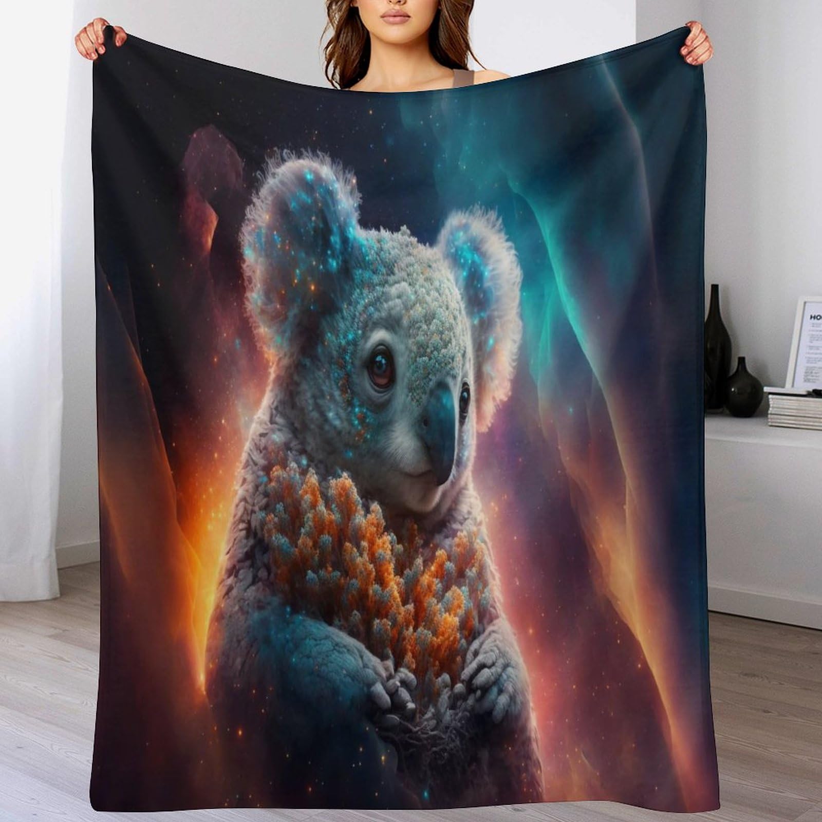 Jeté de canapé Koala plaid polaire chaud pour voyage et lit toutes saisons