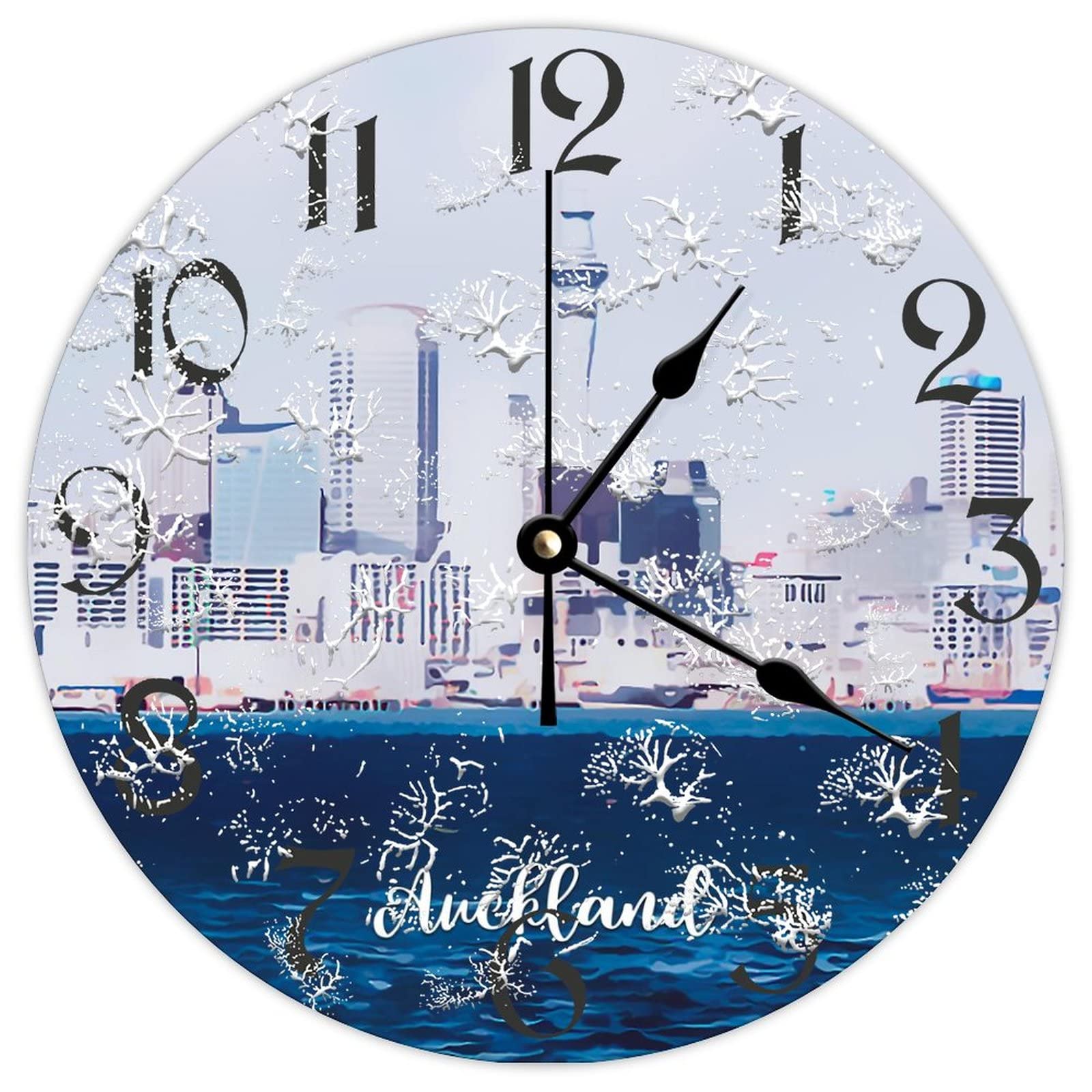 Horloge murale silencieuse en bois Auckland sans tic-tac pour une chambre apaisante