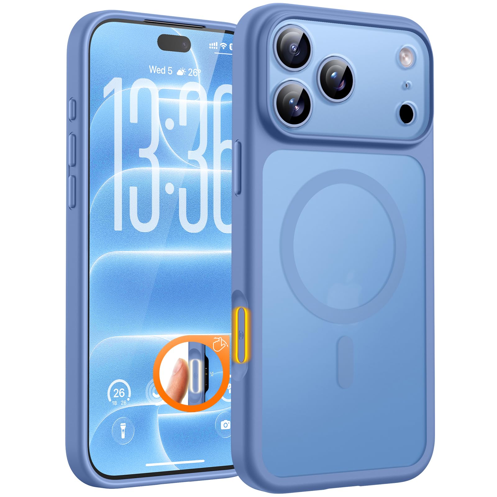 TOCOL for iPhone 18 Pro Max Case Light Blue, Compatible with MagSafe