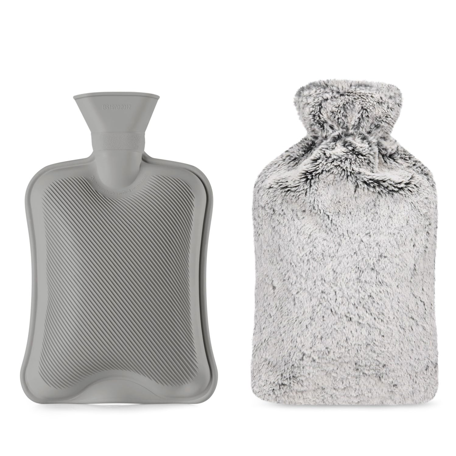 Blumtal Bolsa de agua caliente premium con funda de suave piel sintética, 1,5 l, botella de agua caliente de caucho natural, botella de agua caliente para regalo para novia, bolsa de agua caliente de