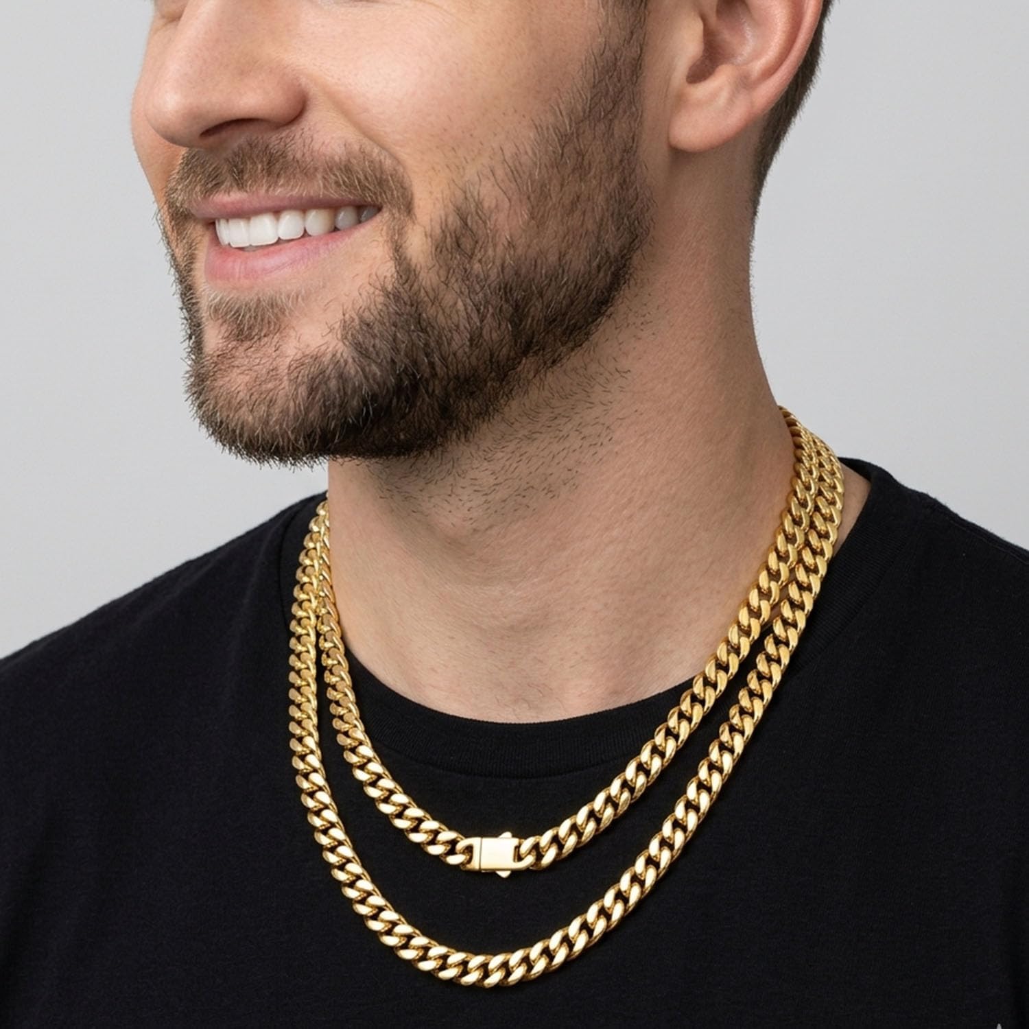 Cuban Link Chain for Men and Women-18K Gold-Plated Miami Cuban Chain Necklace, 9/11/13mm Width, 20/22/24 Inch Length, No Tarnish& Durable Hip Hop Jewelry.