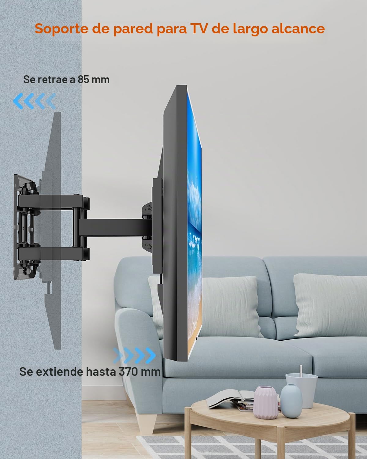 Soporte TV de Pared Pantallas de 26-65 Pulgadas, Soporte Pared TV Articulado Inclinable y Giratorio con Doble Brazo de Movimiento Completo de hasta 45kg, MAX. VESA 400x400mm