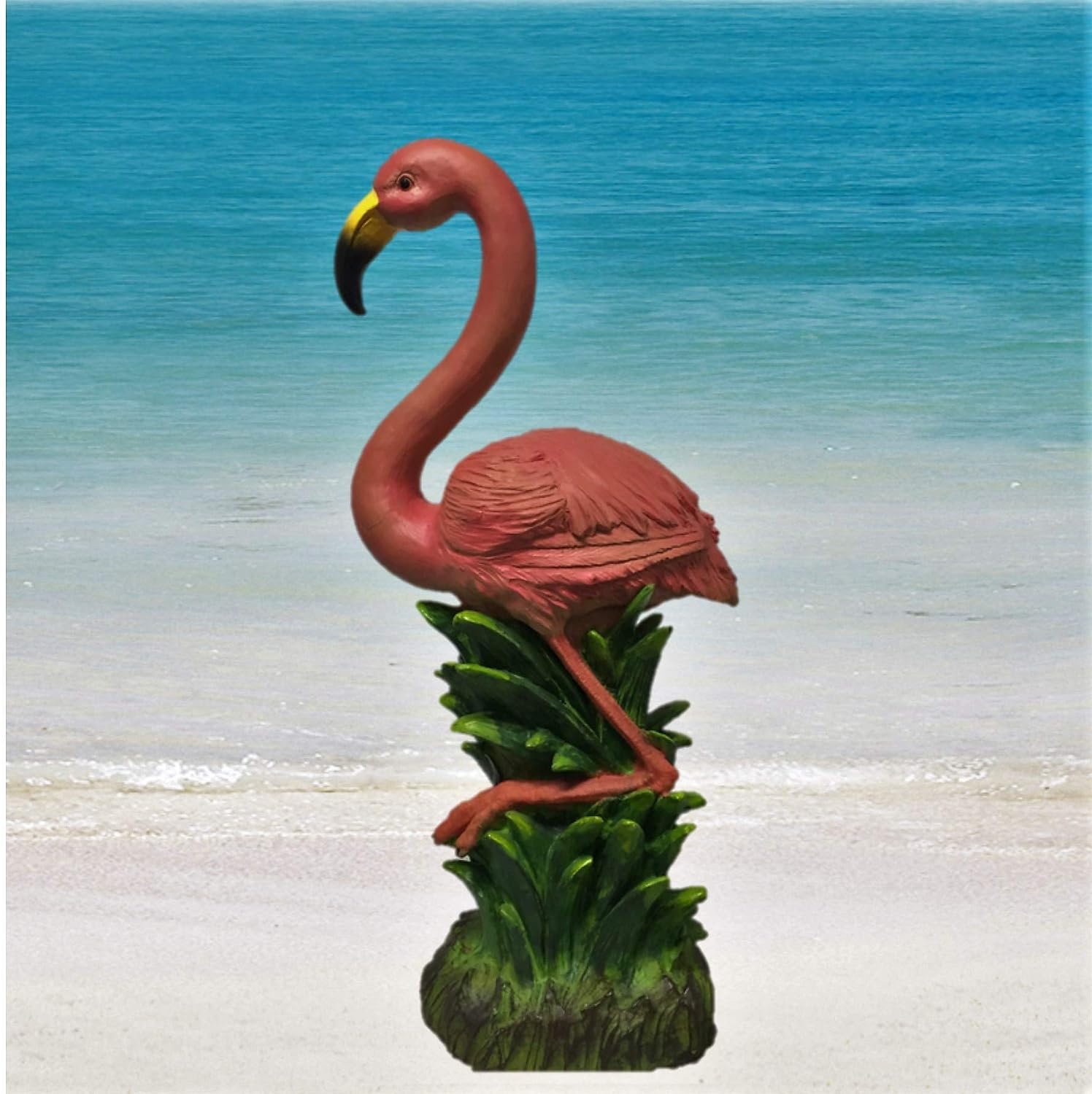 Homestyles 23 in. Flamingo Pink Collectible Beach Statue