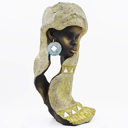 Miniatura 2 de Rockin Estatua africana novedosa para decoración del hogar, estatuas abstractas creativas únicas y esculturas coleccionables (amarillo) Marrón