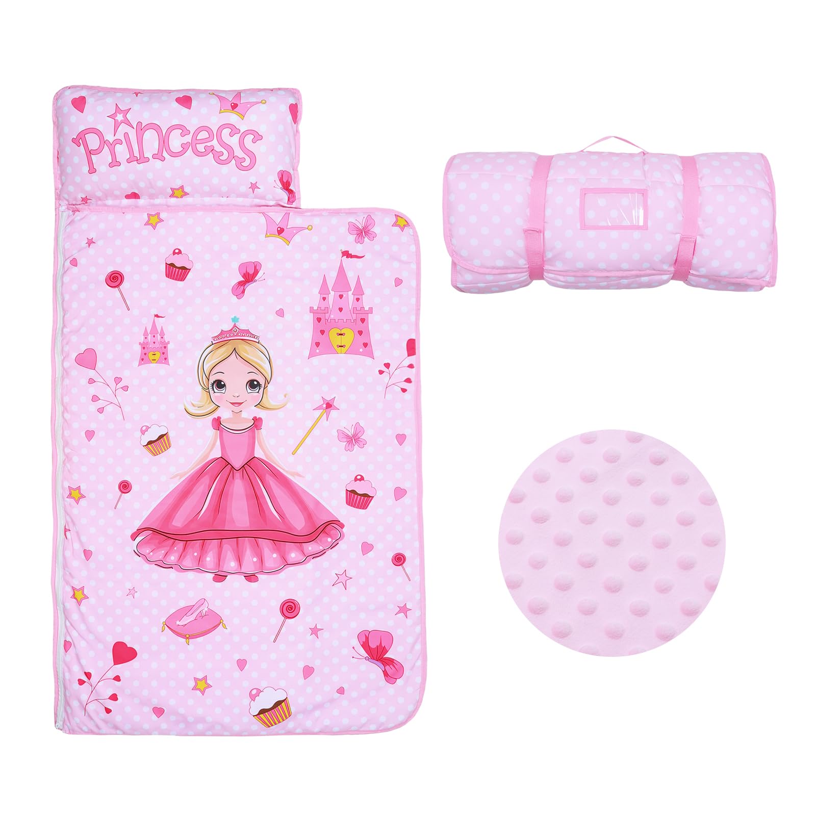 Dinosaur Nap Mat for Toddlers Boys-Pillow, Mat and Blanket Included- Kids Sleeping Bag for Nursery Daycare Travel