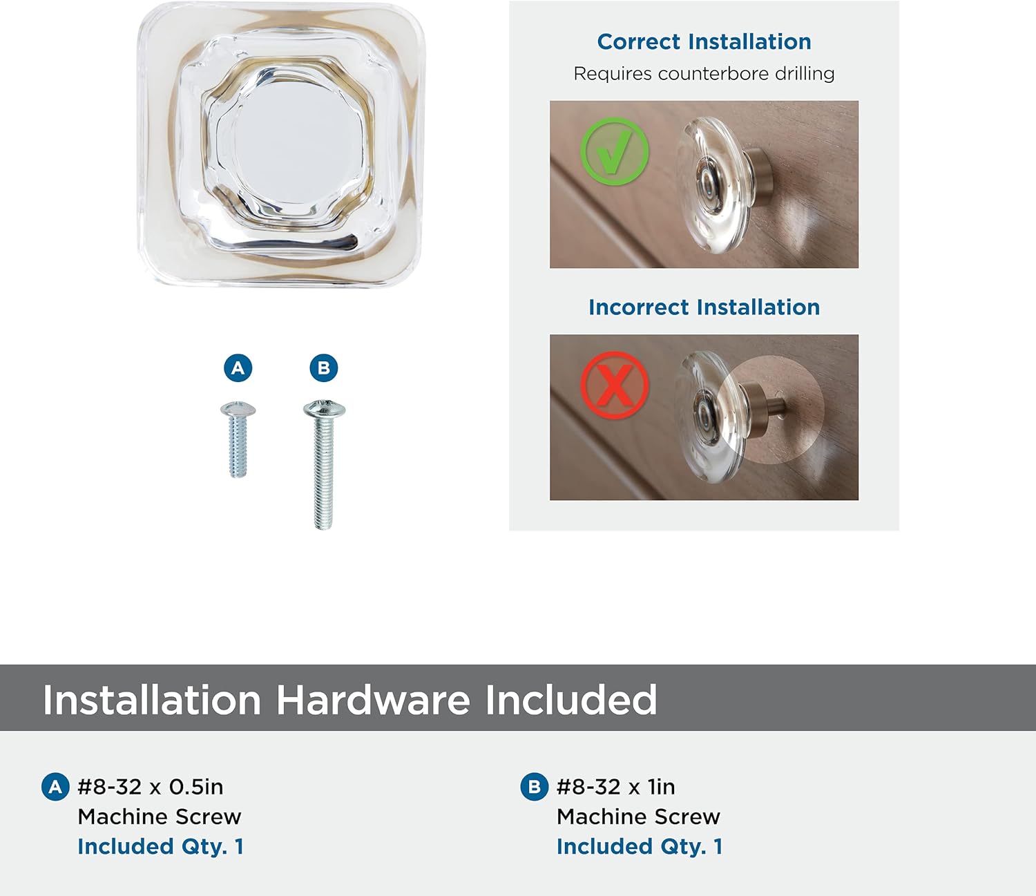 Amerock | Cabinet Knob | Clear/Champagne Bronze | 1-3/8 inch (35 mm) Length | Glacio | 1 Pack | Drawer Knob | Cabinet Hardware