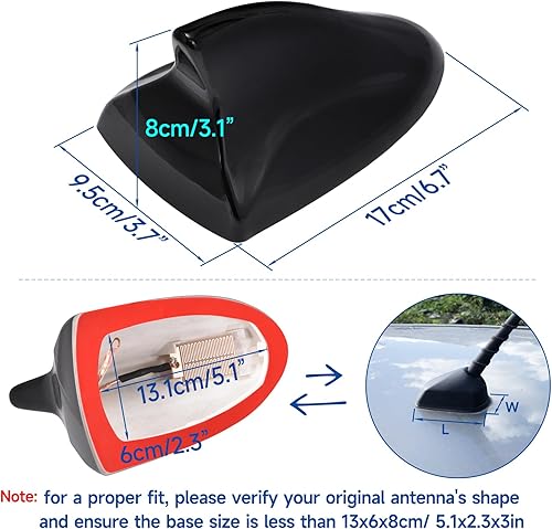 Miniatura 2 de Eightwood Cubierta de antena de aleta de tiburón, antena de radio AMFM, antena universal de montaje en techo con cinta adhesiva para automóvil,