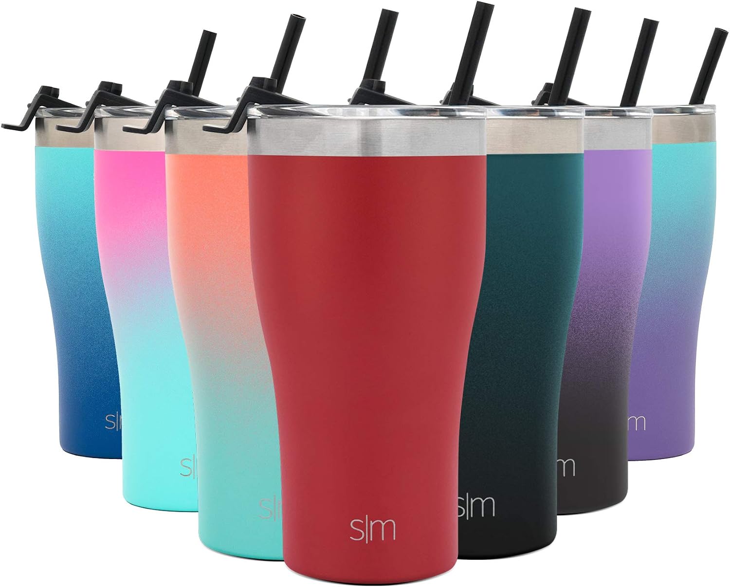 Simple Modern Slim Cruiser Tumbler with Clear Flip Lid and Straw - Insulated Travel Mug Stainless Steel Water Bottle - 22 Ounce -Cherry