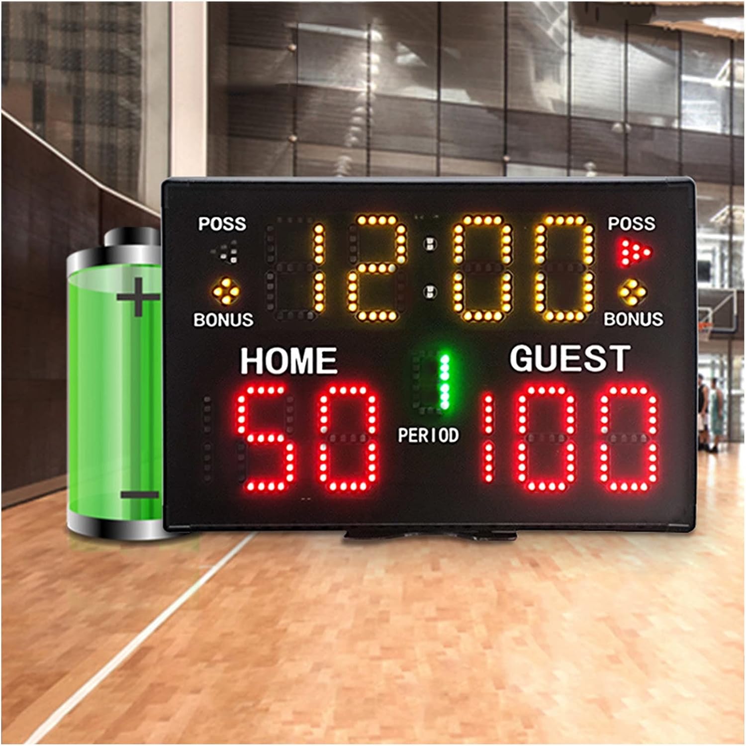 Electronic Basketball Scoreboard with Remote Battery