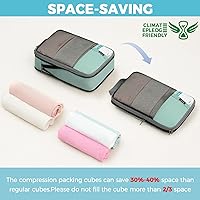 Vista 27 de BAGAIL 4 juegos/6 juegos/8 cubos de compresión para embalaje, accesorios de viaje, organizadores de embalaje expandibles (malla cuadrada, 06-beige)
