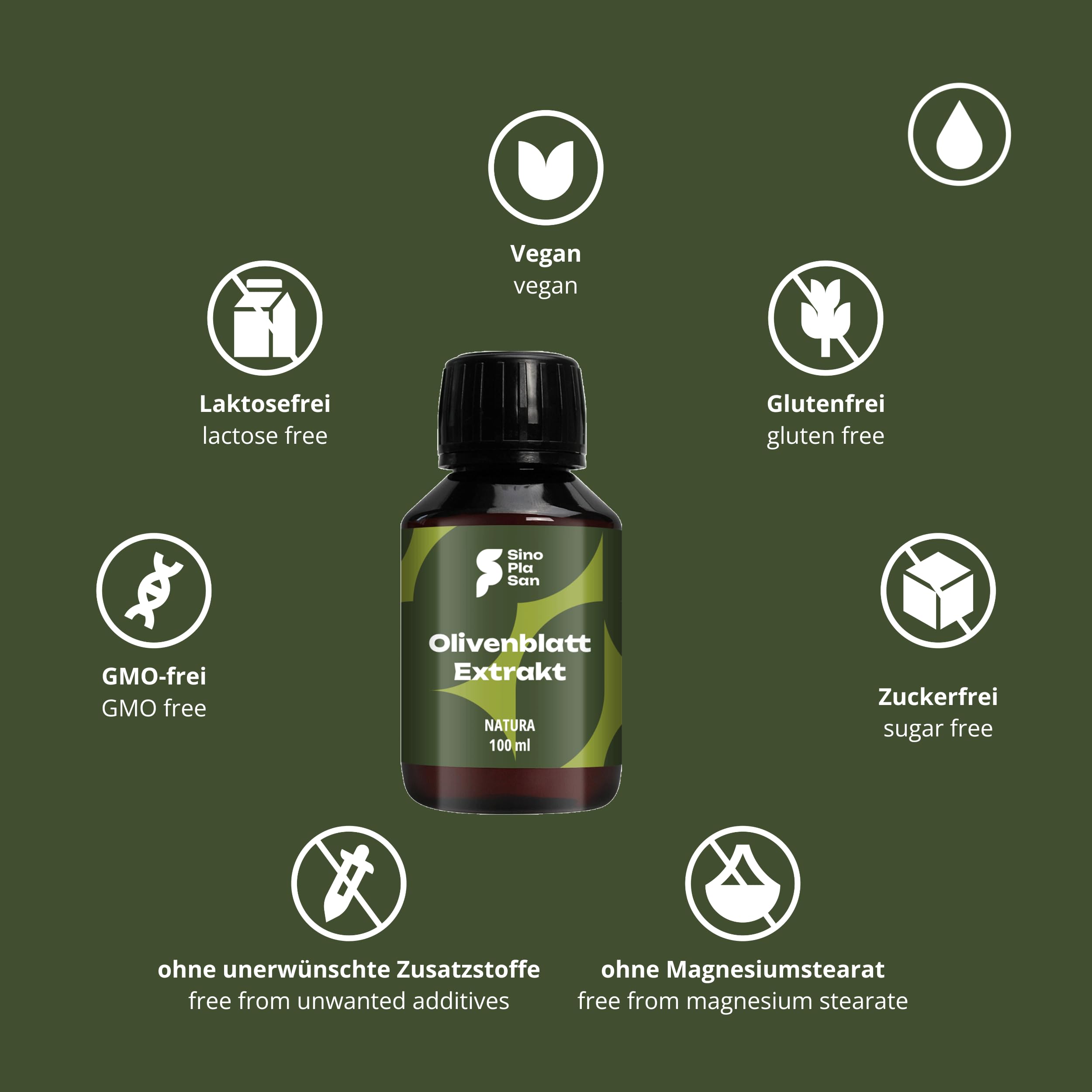 Olivenblatt Extrakt NATURA | flüssig | 100% natürlich/naturrein | keine Zusatzstoffe | höchstdosiert | vegan | glutenfrei | laktosefrei | GMO-frei | 100 ml