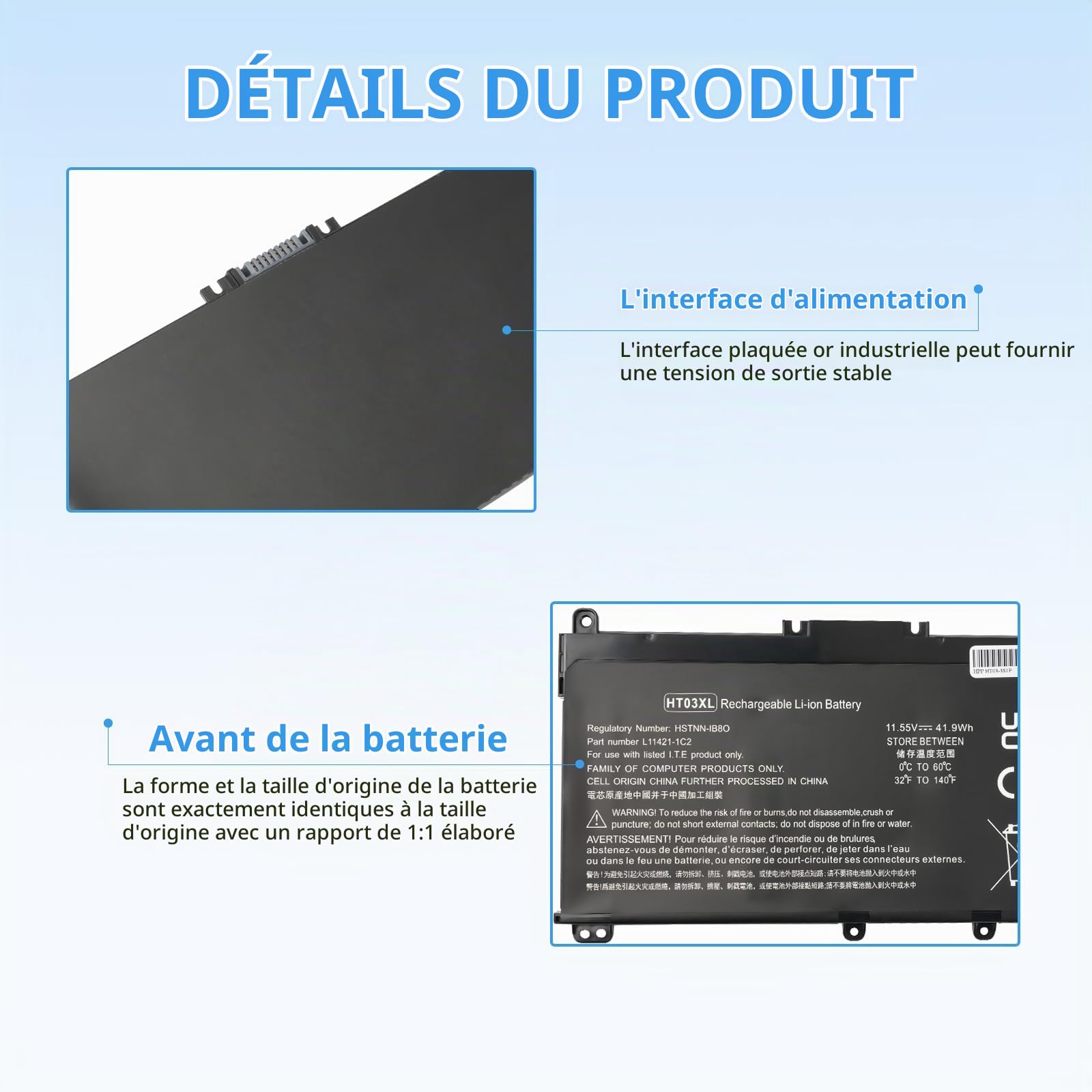 HT03XL L11119-855 Battery for HP Pavilion 17-by 17-CA 15-CS 15-DA 15-DB 15-DW 15-DY 15-CW 15-EF 15-CU 14-CE 14-CF 14-DF 14-DH 14-CK 14-DQ 15-CS30 73CL 15 -DA0014DX L11421-2C2 HSTNN-LB8M