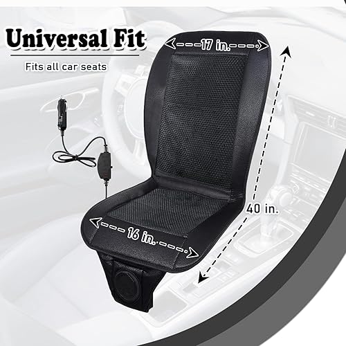 Miniatura 2 de ZONETECH Cojín de asiento de coche de enfriamiento 12V negro automotriz temperatura ajustable cómoda cubierta de asiento de coche