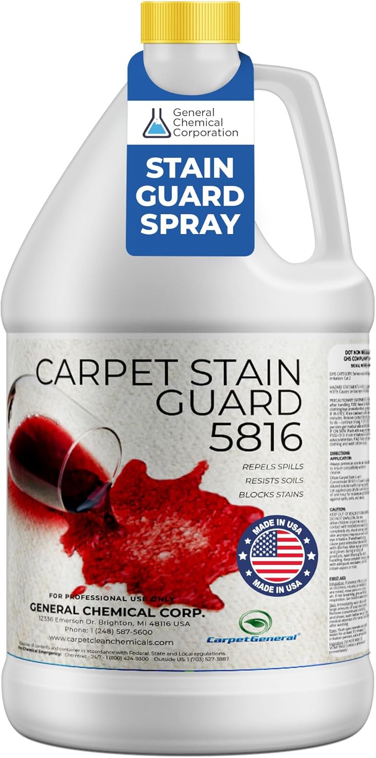 General Chemical Stain Shield Spray - Safe Fabric Protector Spritz and Stain Guard 5816 for Upholstery, Carpets, Rugs, Drapes & More - Impermeable Protectant Spray for Outdoor & Indoor Use - 1 Gallon