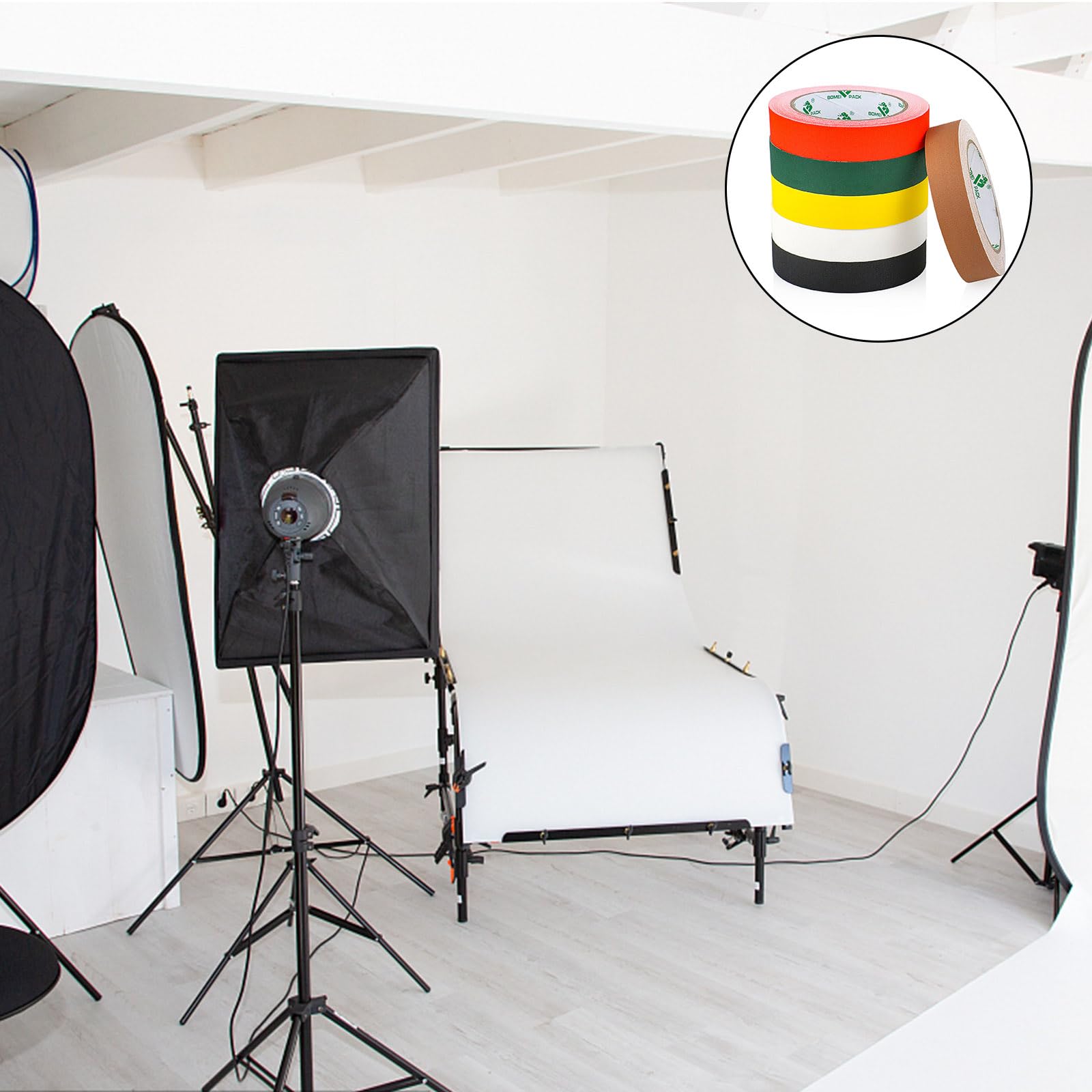 BOMEI PACK 6" X 30 Yard Wide Black Gaffer Tape – Matte, Non-Reflective, Residue-Free, Pro Grade For Photography & Stage Use