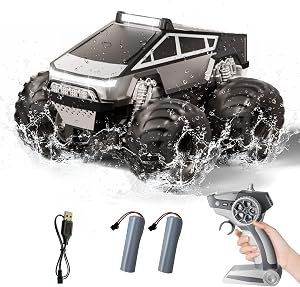 RC Car,Amphibious Remote Control Car Waterproof Monster Truck,4WD All Terrain Off-Road 2.4GHZ Vehicles,1:18Scale Hobby Monster Truck Toys,RC Rock Crawler for Boys Girls Kids Age 6 7 8 9 10+(Grey)