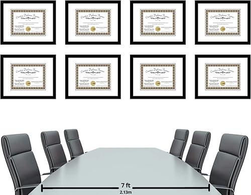 Vista 64 de Creative Picture Frames Marco de diploma negro clásico de 12 x 16 pulgadas con paspartú negro con caballete de vidrio y ganchos de pared instalados