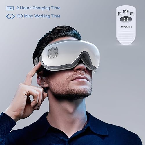 Miniatura 4 de Asnaghi Masajeador de ojos con calefacción, regalo para el día de la madre, regalo de cumpleaños, máscara de ojos con Bluetooth para migraña, relaja