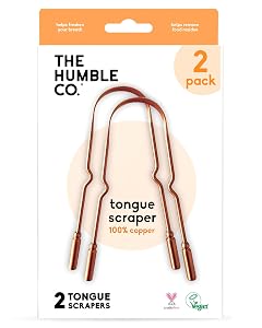 The Humble Co Tongue Scraper for Adults Kids 2 Pack - 100 Copper Tongue Cleaner Helps Eliminate Bad